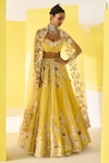 Shop_Ridhi Mehra_Yellow Blouse - Net/organza Lehenga - Lahya Bridal Pleated Set 