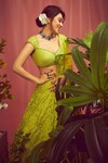 Mishru_Green Lehenga And Dupatta Organza Embroidery 3d Dense Bridal Set _at_Aza_Fashions