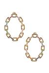 Shop_MINAKI_Multi Color Stones Chain Pattern Embellished Earrings _at_Aza_Fashions