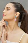 Buy_Minaki_Pink Crystals, Stones Crackled Embellished Dangler Earrings _at_Aza_Fashions