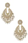 Shop_Khushi Jewels_Gold Plated Stone Studded Danglers _at_Aza_Fashions