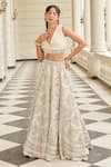 Buy_Swati Narula_Ivory Lehenga And Blouse Organza Hand Embroidered Afsa Bridal Set  _at_Aza_Fashions