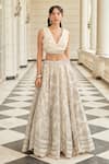 Buy_Swati Narula_Ivory Lehenga And Blouse Organza Hand Embroidered Afsa Bridal Set  