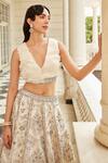 Shop_Swati Narula_Ivory Lehenga And Blouse Organza Hand Embroidered Afsa Bridal Set  