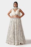 Buy_Swati Narula_Ivory Lehenga And Blouse Organza Hand Embroidered Afsa Bridal Set  _Online_at_Aza_Fashions