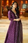 Buy_Deep Thee_Purple Chanderi Embroidery Zari V Neck Varna Hand Crossover Kurta Set _at_Aza_Fashions