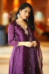 Buy_Deep Thee_Purple Chanderi Embroidery Zari V Neck Varna Hand Crossover Kurta Set _Online_at_Aza_Fashions