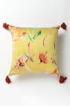 Buy_vVyom By Shuchita_Yellow Shell Silk Mushroo Filler Fibre Print Turmeric Glow Cushion _at_Aza_Fashions