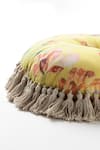 Shop_vVyom By Shuchita_Yellow Shell 100% Cotton Filler Fibre Soundarya Turmeric Glow Pouf Pillow _at_Aza_Fashions