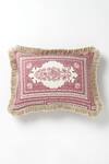 Buy_vVyom By Shuchita_Pink Shell 30% Silk 70% Cottonfiller Fibre Fill Print Jaipur Throw Pillow_at_Aza_Fashions