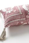 vVyom By Shuchita_Pink Shell 30% Silk 70% Cottonfiller Fibre Fill Print Jaipur Lumbar Cushion_Online_at_Aza_Fashions