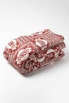 Buy_vVyom By Shuchita_Red Shell Top 30% Silk 70% Cottonshell Tripolia Reversible Jaipur Quilt_at_Aza_Fashions
