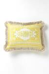 Buy_vVyom By Shuchita_Yellow Shell 30% Silk 70% Cottonfiller Fibre Fill Flower Vine Throw Pillow_at_Aza_Fashions