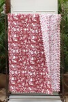 Buy_vVyom By Shuchita_Red Shell And Filler 100% Cotton Bahaarbloom Hibiscus Reversible Bedcover Set_at_Aza_Fashions