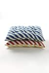 Shop_vVyom By Shuchita_Blue Shell 100% Cotton Stripe And Tufted Color Block Reversible Cushion Seat_at_Aza_Fashions