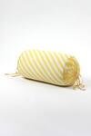 Buy_vVyom By Shuchita_Yellow Shell 100% Cotton Stripe Pattern And Thread Work Bolster_at_Aza_Fashions