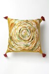 Buy_vVyom By Shuchita_Yellow Shell Silk Mushroo Printed Tatva Sunsurya Cushion _at_Aza_Fashions