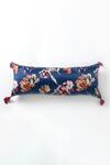 Buy_vVyom By Shuchita_Blue Shell Silk Mushroo Printed Soundarya Neem Leaf Lumbar Cushion_at_Aza_Fashions