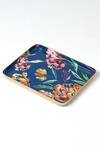 Buy_Vvyom By Shuchita_Blue Aluminium Metal Hand Painted, Printed Botanical Garden Tray 2 Pcs Set_Online_at_Aza_Fashions