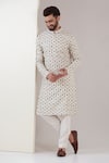 Buy_Kasbah_White Georgette Embroidered Sequin Chikankari Kurta With Pant _at_Aza_Fashions