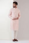 Buy_Kasbah_Pink Georgette Embroidered Mirror Kurta And Pant Set_at_Aza_Fashions