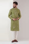 Buy_Kasbah_Green Georgette Mirrors, Embroidery Kurta And Pant Set _at_Aza_Fashions