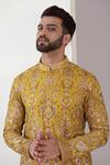 Buy_Kasbah_Yellow Georgette, Cotton Embroidery Floral Jaal Kurta Set _Online_at_Aza_Fashions