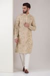 Buy_Kasbah_Cream Georgette Embroidered Chikankari Thread And Sequin Work Kurta Set _at_Aza_Fashions