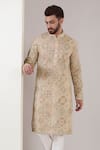 Kasbah_Cream Georgette Embroidered Chikankari Thread And Sequin Work Kurta Set _Online_at_Aza_Fashions