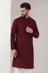 Kasbah_Maroon Silk Embroidered Chikankari Thread Work Kurta Set _Online_at_Aza_Fashions