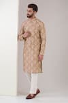 Buy_Kasbah_Beige Silk Embroidered Chikankari Thread And Sequin Work Vintage Kurta Set _at_Aza_Fashions