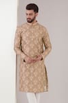 Kasbah_Beige Silk Embroidered Chikankari Thread And Sequin Work Vintage Kurta Set _Online_at_Aza_Fashions