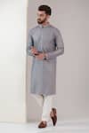 Buy_Kasbah_Grey Silk Sequins Threadwork Kurta With Pant _at_Aza_Fashions