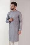 Kasbah_Grey Silk Sequins Threadwork Kurta With Pant _Online_at_Aza_Fashions