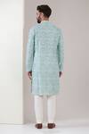 Shop_Kasbah_Blue Georgette, Cotton Embroidery Geometric Pattern Kurta With Pant _at_Aza_Fashions