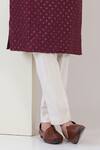 Kasbah_Maroon Silk Embroidered Thread Diamond Pattern Kurta With Pant _Online_at_Aza_Fashions