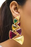 Buy_Varnika Arora_Gold Plated Stone Geometric Earrings_at_Aza_Fashions