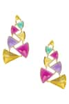 Shop_Varnika Arora_Gold Plated Stone Geometric Earrings_at_Aza_Fashions