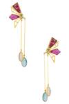 Shop_Varnika Arora_Pink Stones Geometric Danglers _at_Aza_Fashions