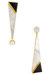 Shop_Varnika Arora_Black Stones Gold Plated Mismatch Earrings_at_Aza_Fashions