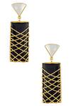 Shop_Varnika Arora_Black Stone Rectangular Earrings _at_Aza_Fashions