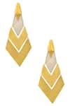 Shop_Varnika Arora_Gold Plated Cut Work, Stones Geometric Cutwork Earrings _at_Aza_Fashions