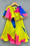 Shop_Label Neeti_Multi Color Satin, Cotton Bows Abstract Print Jumpsuit _at_Aza_Fashions