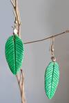 Buy_ARANYA EARTHCRAFT_Green Guava Leaf Carved Earrings_at_Aza_Fashions