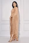 Kressa_Brown Crepe Embroidered Cut Dana Cape Boat Neck Draped Skirt Set  _Online_at_Aza_Fashions