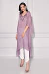 Buy_Kressa_Purple Crepe Embroidered Cut Dana And Sequin Work Kaftan Yoke Pant Set  _at_Aza_Fashions