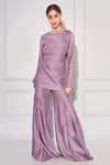 Buy_Kressa_Purple Dupion Silk Embroidered Cut Short Tunic And Pleated Sharara Set  _at_Aza_Fashions