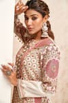 Buy_Aditi Somani_Off White Chanderi Sequins, Beads, Zari Split V-neck Embroidered Kurta Set _Online_at_Aza_Fashions