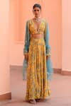 Buy_Rishi & Vibhuti_Yellow Crepe Printed And Embroidered Tropical Bliss Lehenga Set _at_Aza_Fashions