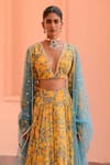 Rishi & Vibhuti_Yellow Crepe Printed And Embroidered Tropical Bliss Lehenga Set _Online_at_Aza_Fashions